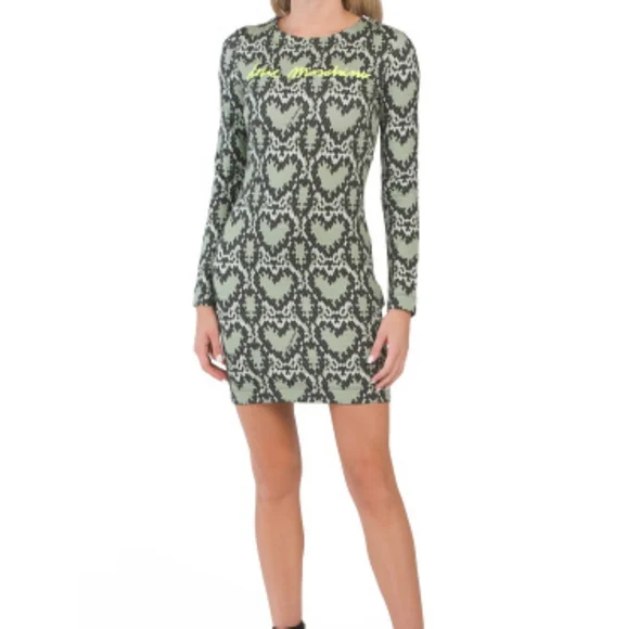 Love Moschino | Dresses | Love Moschino Green Animal Print Logo Dress |  Poshmark